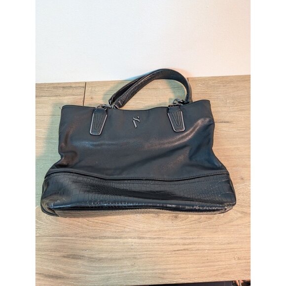 Simply Vera Vera Wang Handbags - Simply Vera Wang Black Hand Bag Purse Shoulder Bag Faux Snake Double Handle